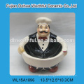 Decorative chef shaped ceramic sugar container with spoon